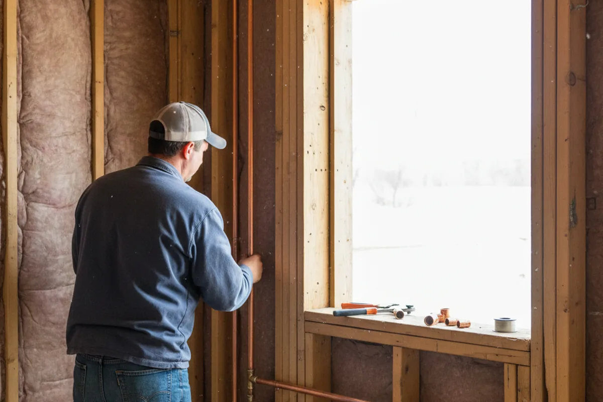 Licensed plumber running new copper supply lines in a Augusta home